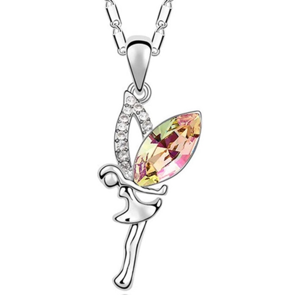 NIP Angel / Fairy Austrian Crystal Rhinestone Pendant Necklace Lemon Cit…